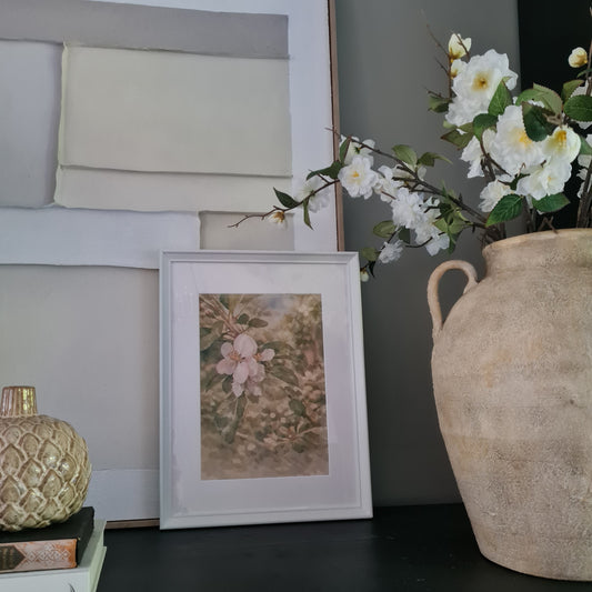 White flower framed print