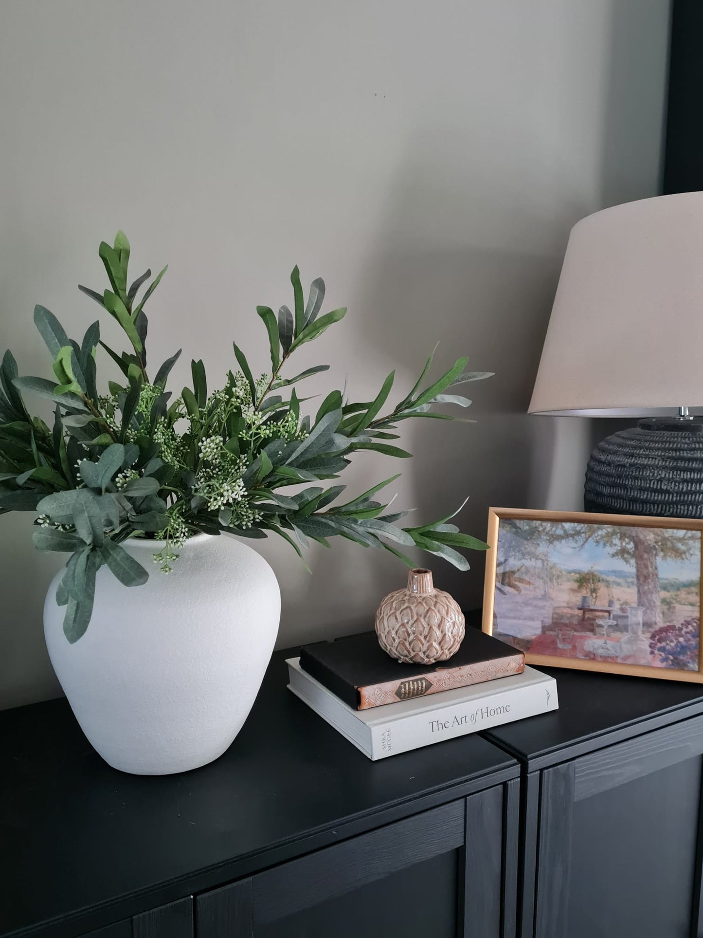 The Tuscan Bloom - Olive and gypsophilia arrangement