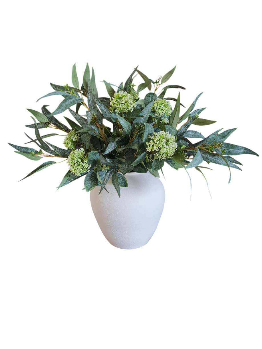 The Evergreen - Eucalyptus and viburnum arrangement