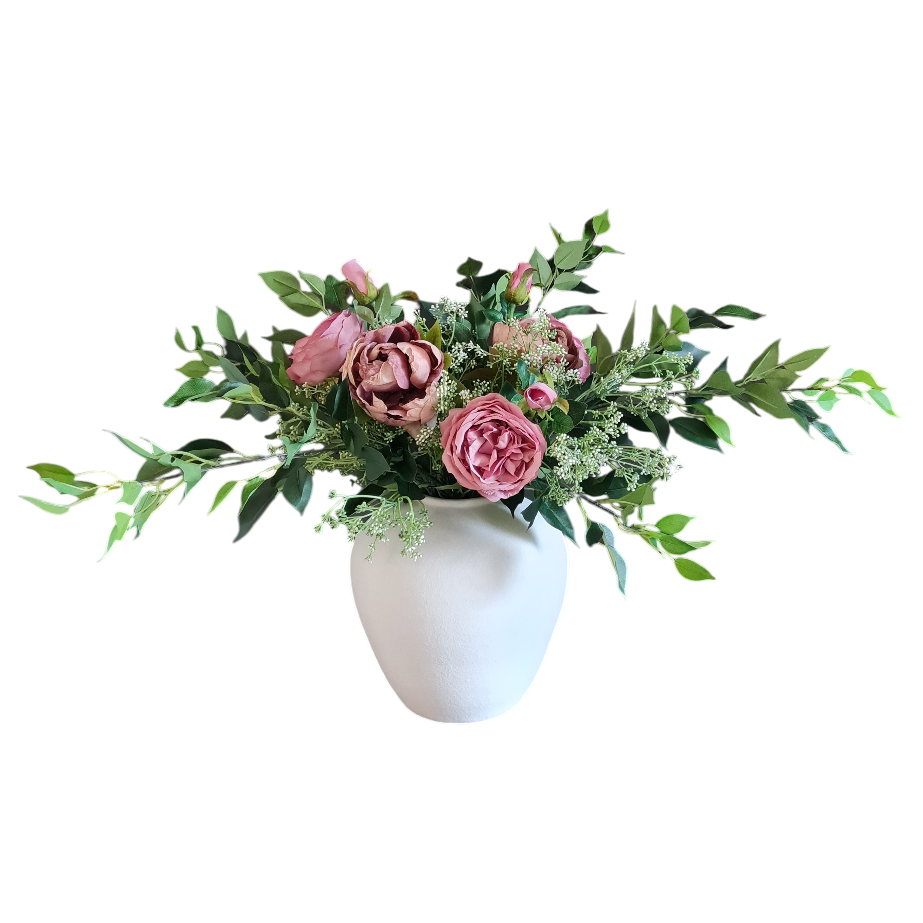 The English Garden - Rose, peony and bay leaf arrangement