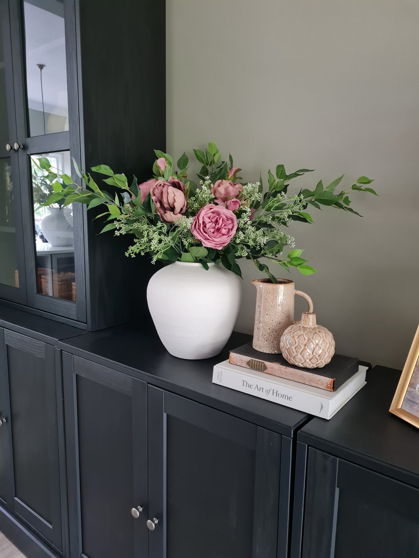 The English Garden - Rose, peony and bay leaf arrangement