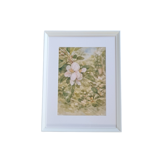 White flower framed print